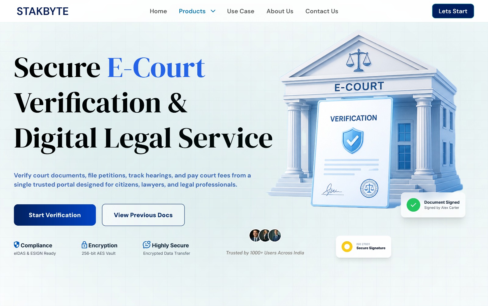 Legal Docs Stamping, Signature & Court Verification website design preview